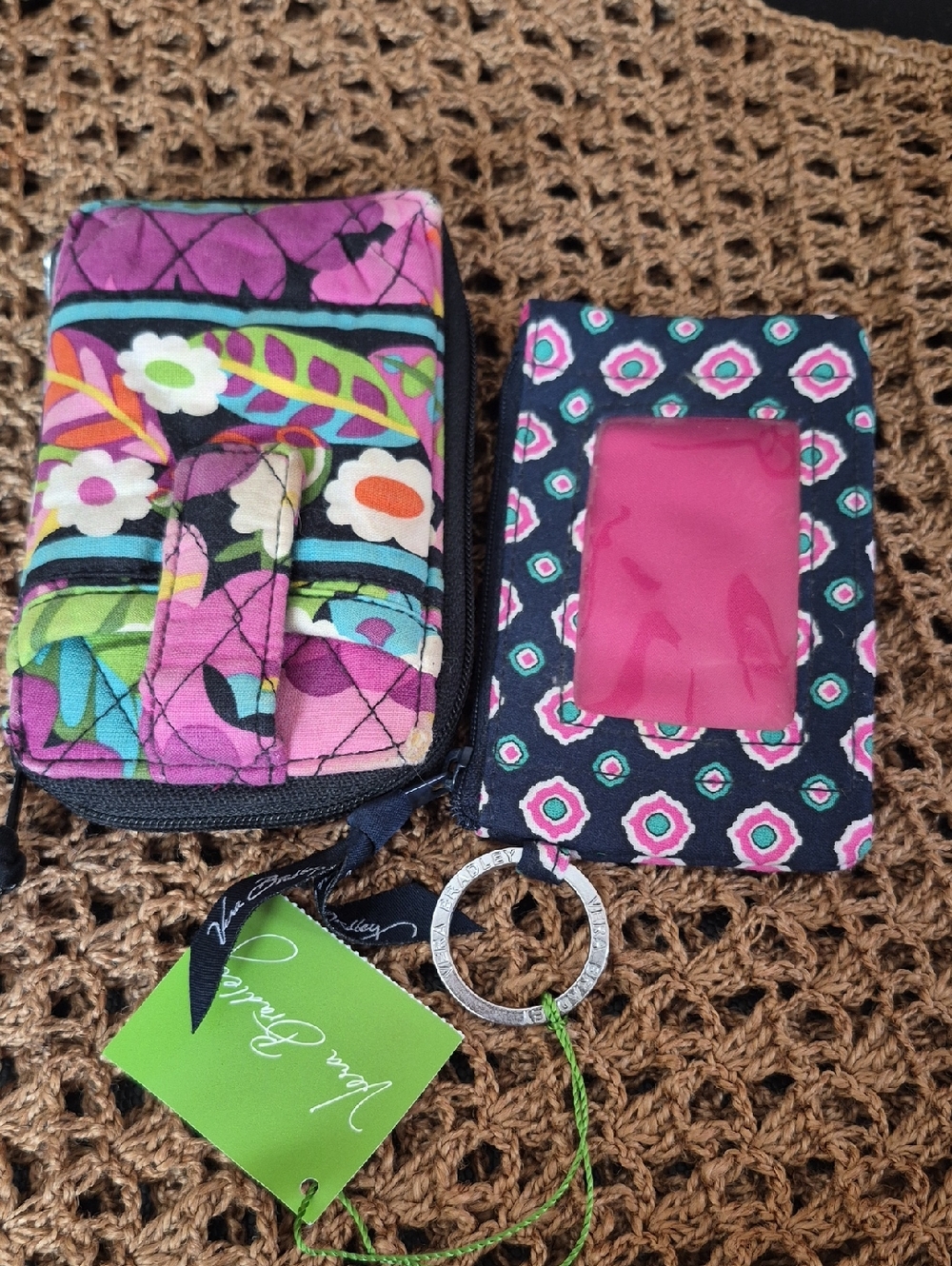 Vera Bradley Pink Floral Quilted Wallet & ID Holder Bundle